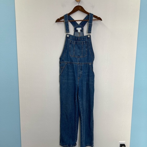 H&M - Relaxed Soft Blue Adjustable Straps Straight Leg Denim Overalls Size S - Picture 3 of 14